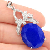 Real Green Emerald Sapphire Tanzanite 925 Silver Pendant