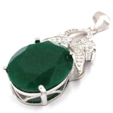 Real Green Emerald Sapphire Tanzanite 925 Silver Pendant