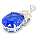 Real Green Emerald Sapphire Tanzanite 925 Silver Pendant