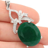 Real Green Emerald Sapphire Tanzanite 925 Silver Pendant
