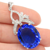 Real Green Emerald Sapphire Tanzanite 925 Silver Pendant