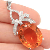 Golden Yellow Citrine Zircon 925 Sterling Silver Pendant