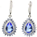 Violet Tanzanite Green Emerald Pink Tourmaline CZ Silver Earrings