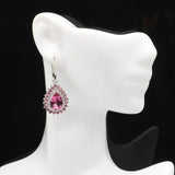 Violet Tanzanite Green Emerald Pink Tourmaline CZ Silver Earrings