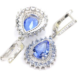 Violet Tanzanite Green Emerald Pink Tourmaline CZ Silver Earrings