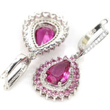 Violet Tanzanite Green Emerald Pink Tourmaline CZ Silver Earrings