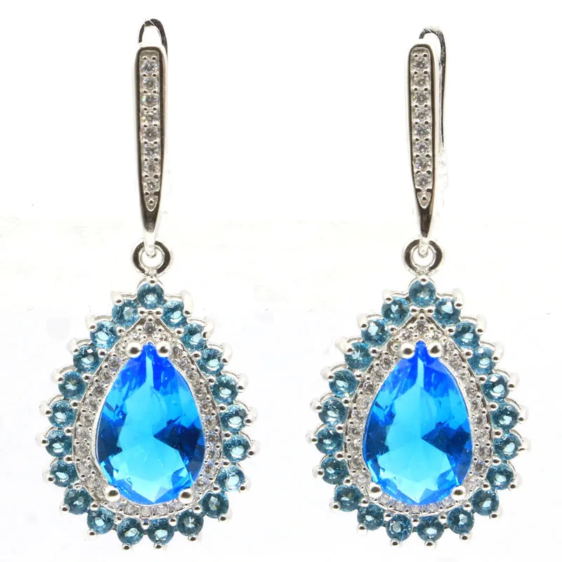 925 Solid Silver Romantic Paris Topaz CZ Earrings