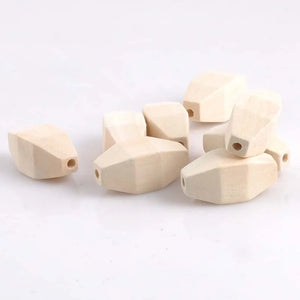 10pcs Natural Wooden Faceted Geometric Spacer Beads for Jewelry Making DIY
