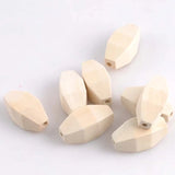10pcs Natural Wooden Faceted Geometric Spacer Beads for Jewelry Making DIY