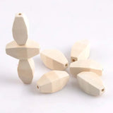 10pcs Natural Wooden Faceted Geometric Spacer Beads for Jewelry Making DIY