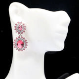 Pink Tourmaline CZ Women Dating Silver Earrings