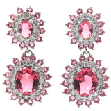 Pink Tourmaline CZ Women Dating Silver Earrings