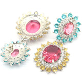 Pink Tourmaline Aquamarine Citrine CZ Silver Earrings