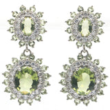 Pink Tourmaline Aquamarine Citrine CZ Silver Earrings