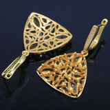 Violet Tanzanite CZ Jewelry Set 14K Silver Pendant Earrings