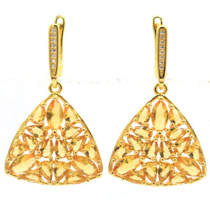 Violet Tanzanite CZ Jewelry Set 14K Silver Pendant Earrings