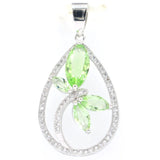Dragonfly Pink Rhodolite Garnet Green Tsavorite CZ 925 Silver Pendant