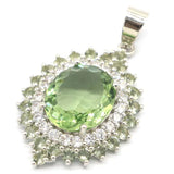 39x22mm Rich Violet Tanzanite Green Amethyst CZ Ladies Silver Pendant