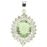 39x22mm Rich Violet Tanzanite Green Amethyst CZ Ladies Silver Pendant