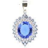 39x22mm Rich Violet Tanzanite Green Amethyst CZ Ladies Silver Pendant