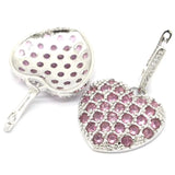 Lovely Hollow Pink Tourmaline CZ Silver Earrings for Women