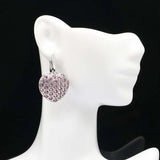 Lovely Hollow Pink Tourmaline CZ Silver Earrings for Women