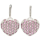 Lovely Hollow Pink Tourmaline CZ Silver Earrings for Women