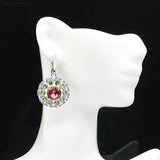 Pink Tourmaline Peridot Tanzanite CZ Silver Earrings