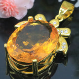 Gorgeous Oval Golden Citrine CZ Silver Pendant for Women
