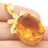 Gorgeous Oval Golden Citrine CZ Silver Pendant for Women