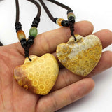 Heart Shape Chrysanthemum Stone Pendant for Women