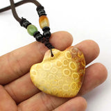 Heart Shape Chrysanthemum Stone Pendant for Women