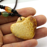 Heart Shape Chrysanthemum Stone Pendant for Women