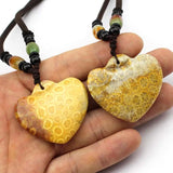 Heart Shape Chrysanthemum Stone Pendant for Women