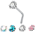 3AAA Zircon L Shape Nose Stud Crystal Heart Nose Ring