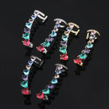 Copper Colorful Heart CZ Clip Earrings Wedding Party Gift