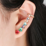 Copper Colorful Heart CZ Clip Earrings Wedding Party Gift