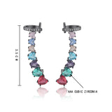 Copper Colorful Heart CZ Clip Earrings Wedding Party Gift