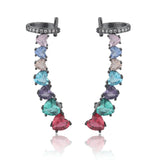 Copper Colorful Heart CZ Clip Earrings Wedding Party Gift