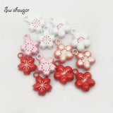3Colors Sakura Plam Flower 13MM Mini Jingle Bell Necklace Pendant