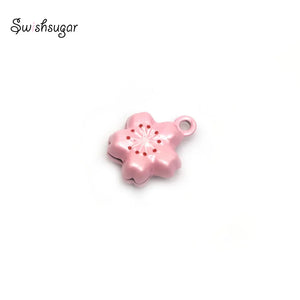 3Colors Sakura Plam Flower 13MM Mini Jingle Bell Necklace Pendant
