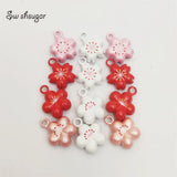 3Colors Sakura Plam Flower 13MM Mini Jingle Bell Necklace Pendant