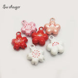 3Colors Sakura Plam Flower 13MM Mini Jingle Bell Necklace Pendant