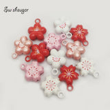 3Colors Sakura Plam Flower 13MM Mini Jingle Bell Necklace Pendant