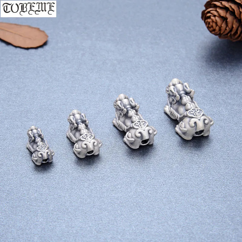 999 Silver Ruyi Pixiu Bead Fengshui Charm Piyao Good Luck Wealth