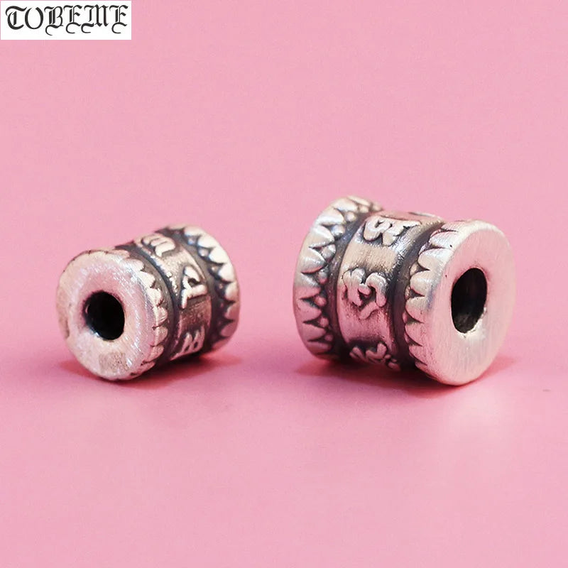 999 Silver Tibetan Six Words Beads OM Mani DIY Bracelet Findings