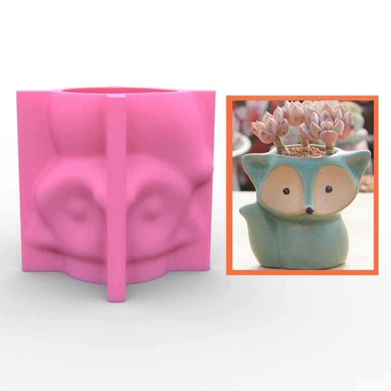 3D Animal Flowerpot UV Epoxy Mold DIY Vase Silicone Mould