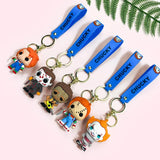 3D Anime Ghost Joker Quinn Key Chain Scary Clown Doll Pendant Keychains