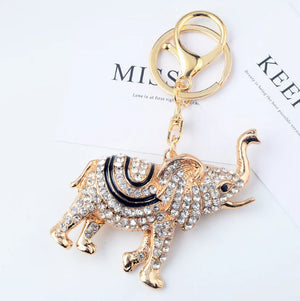 3D Elephant Key Holder Chains Enamel Crystal Bag Pendant Keyrings