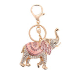 3D Elephant Key Holder Chains Enamel Crystal Bag Pendant Keyrings